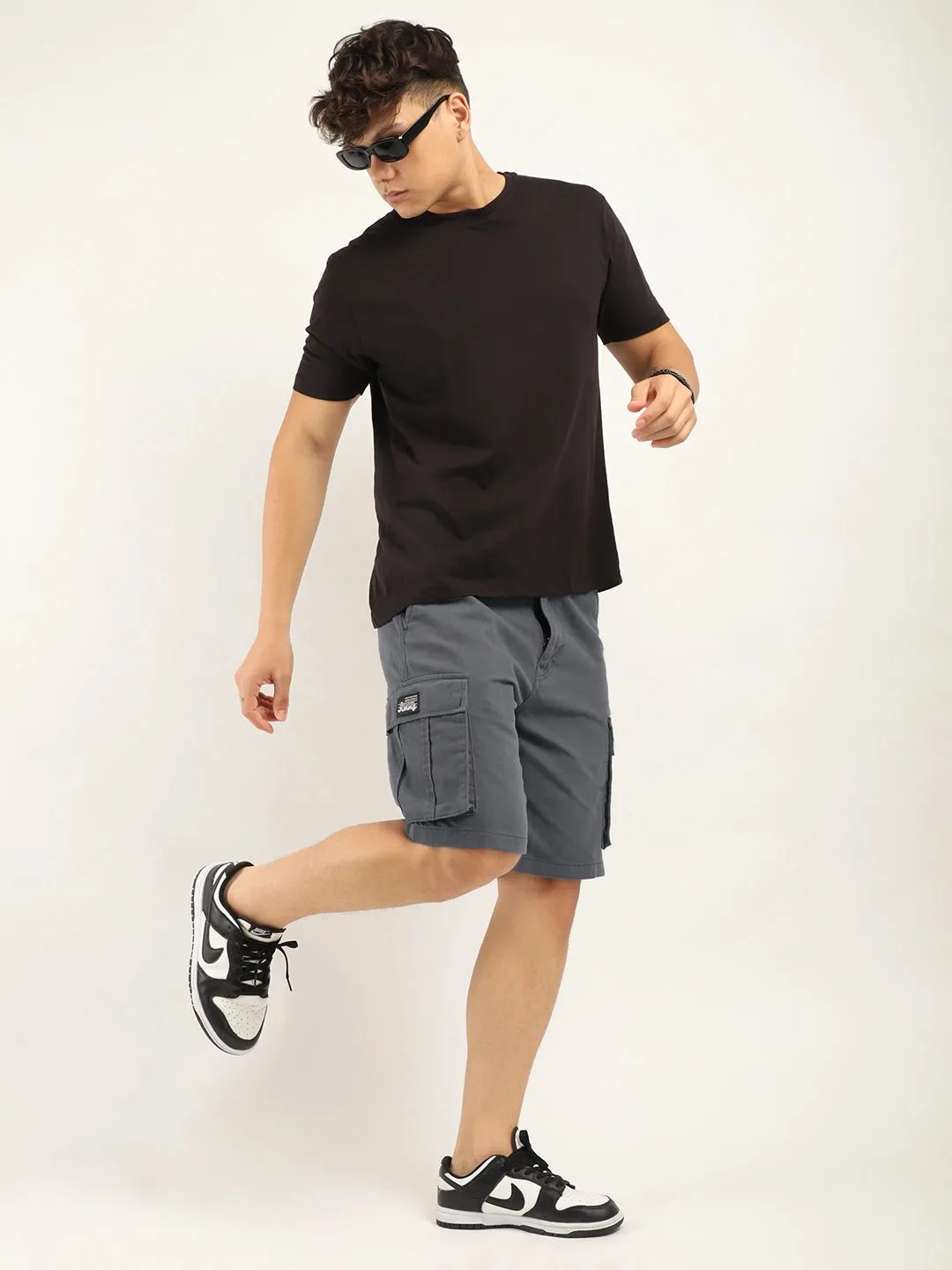 Fusion Dark Ash Grey Cotton Shorts