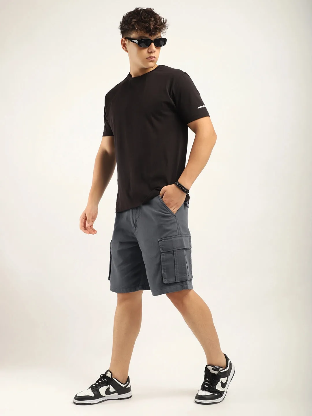 Fusion Dark Ash Grey Cotton Shorts