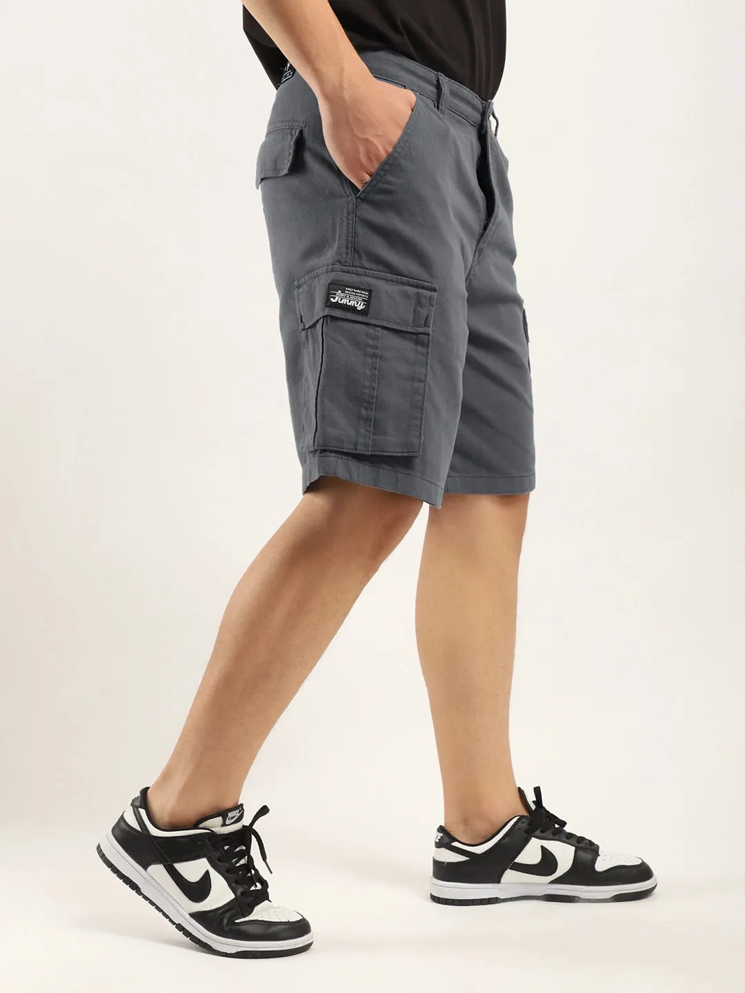 Fusion Dark Ash Grey Cotton Shorts