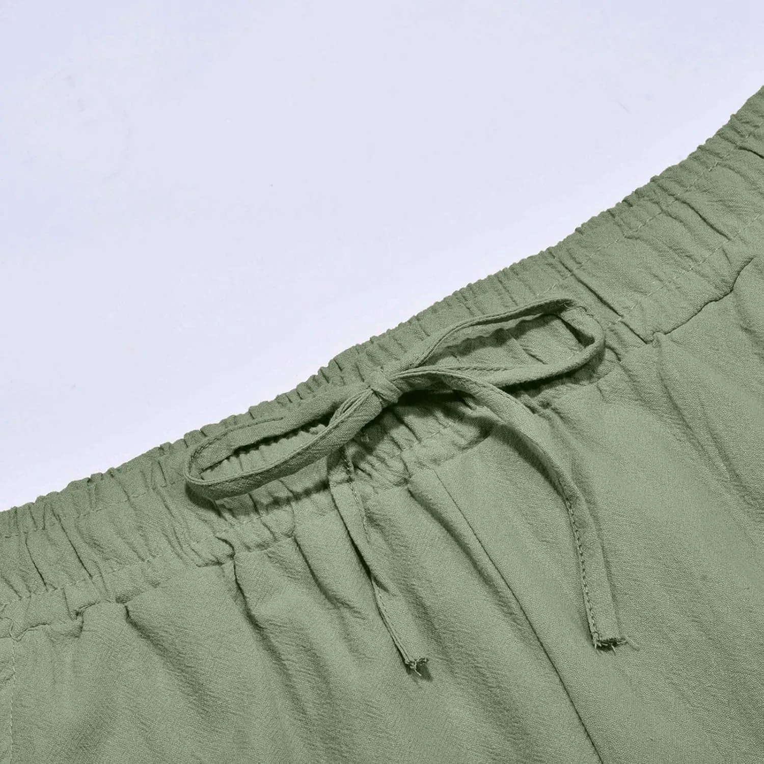 Fxbar Men's Athletic Running Shorts Linen Yoga Beach Long Shorts 3/4 Below Knee Length Running Lounge Capri Pants