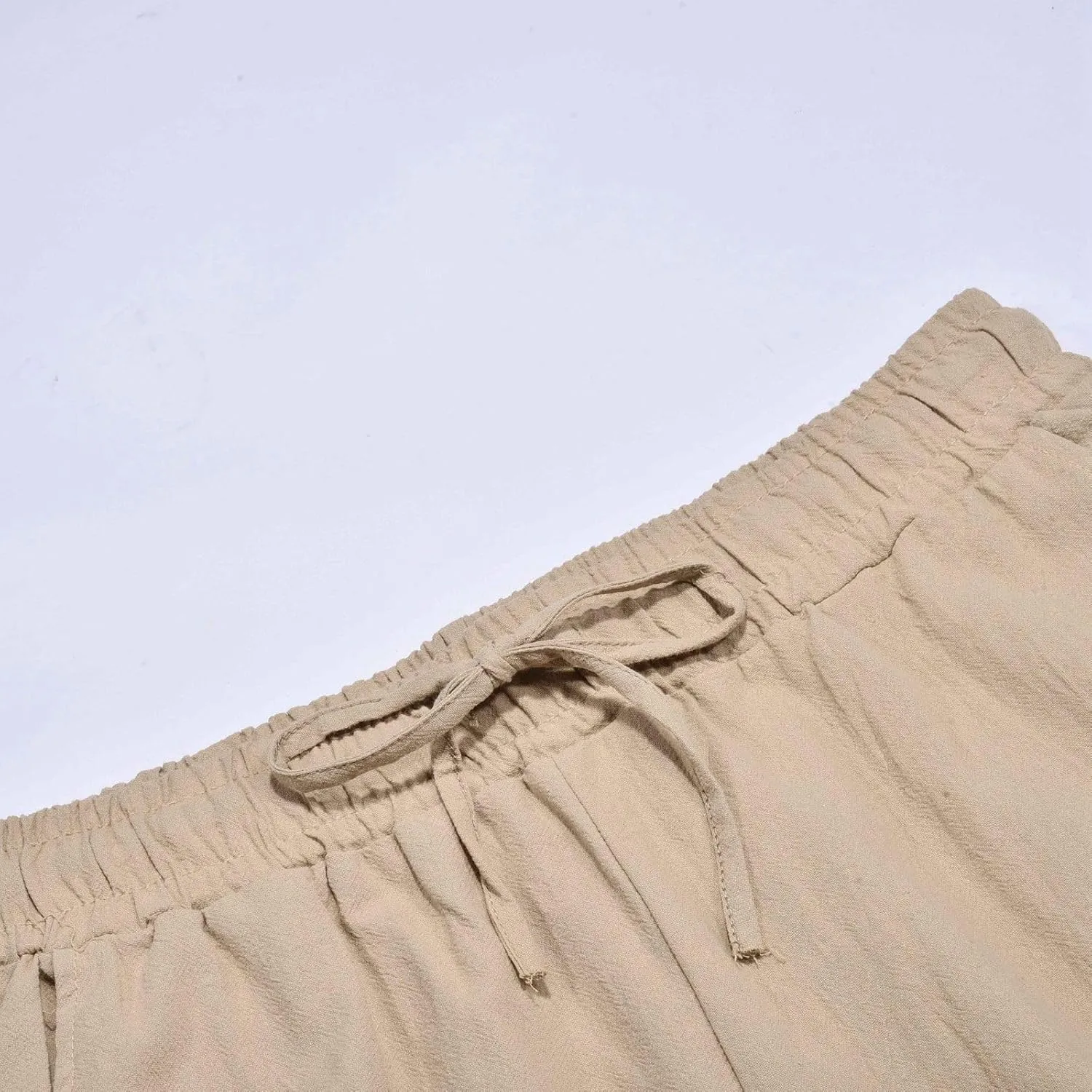 Fxbar Men's Athletic Running Shorts Linen Yoga Beach Long Shorts 3/4 Below Knee Length Running Lounge Capri Pants