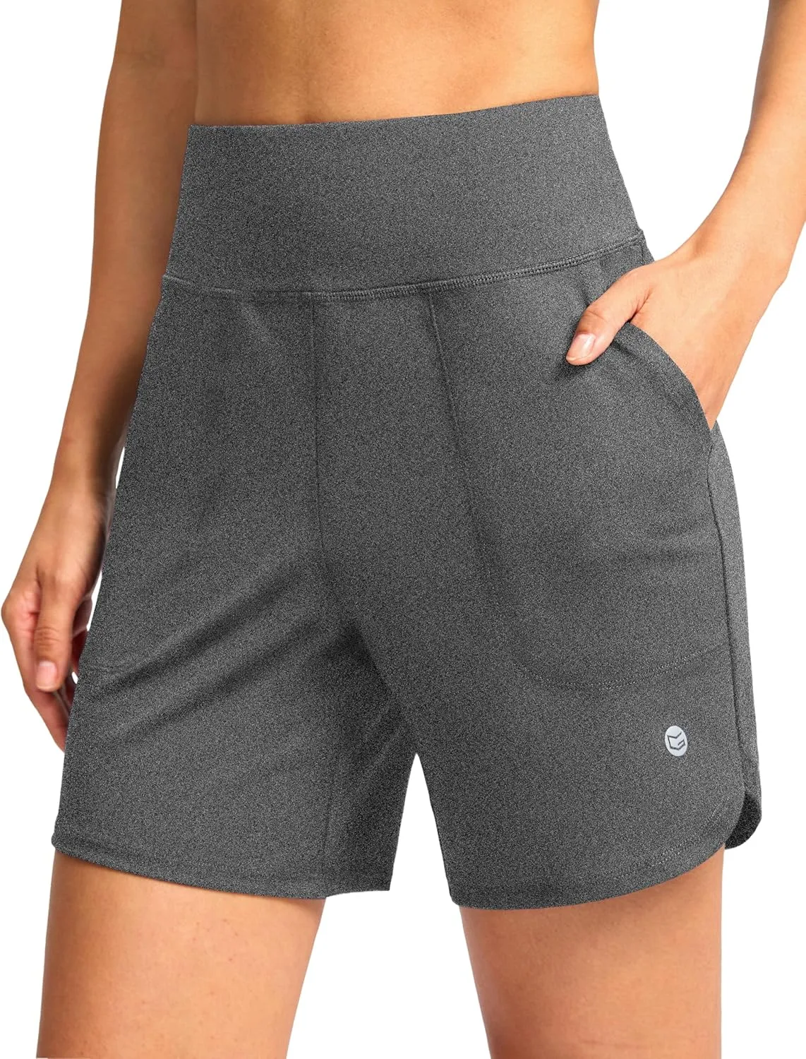 G Gradual Women's Athletic Shorts 6" High Waisted Stretchy Bermuda Shorts for Women Quick Dry Summer Casual Shorts