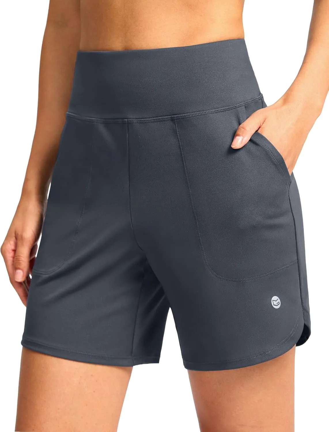 G Gradual Women's Athletic Shorts 6" High Waisted Stretchy Bermuda Shorts for Women Quick Dry Summer Casual Shorts