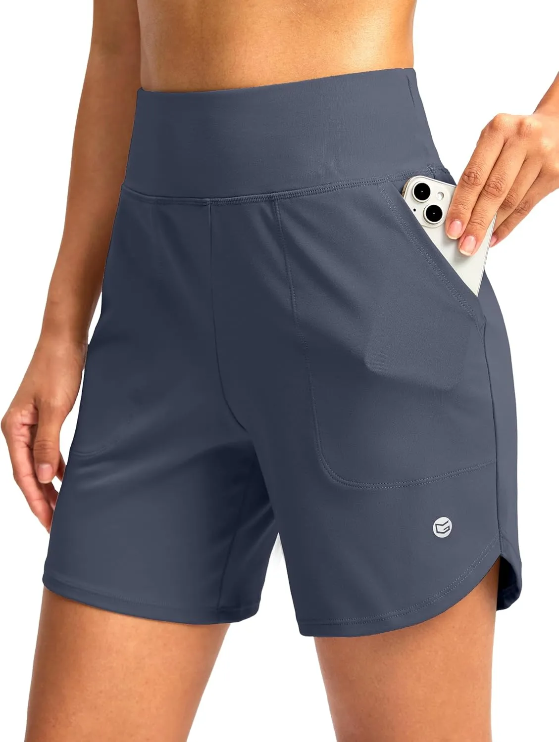 G Gradual Women's Athletic Shorts 6" High Waisted Stretchy Bermuda Shorts for Women Quick Dry Summer Casual Shorts