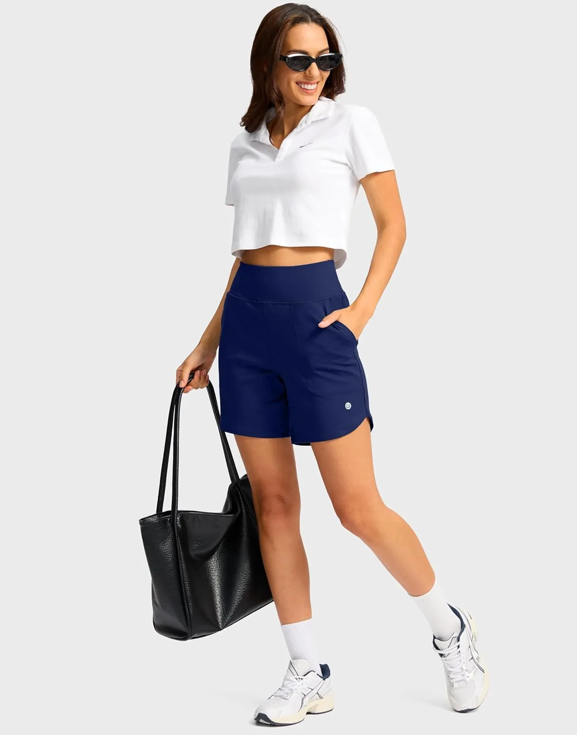 G Gradual Women's Athletic Shorts 6" High Waisted Stretchy Bermuda Shorts for Women Quick Dry Summer Casual Shorts