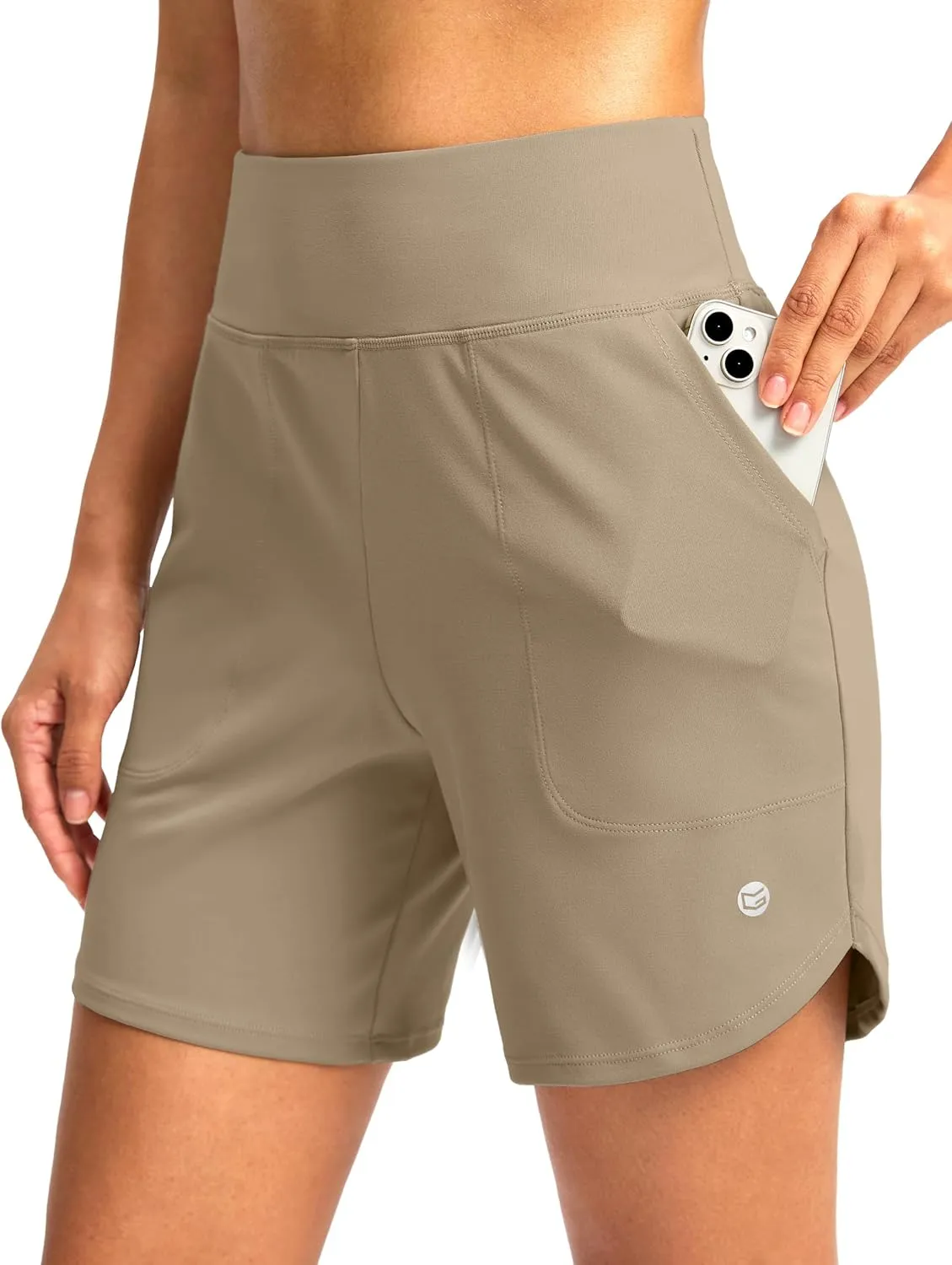 G Gradual Women's Athletic Shorts 6" High Waisted Stretchy Bermuda Shorts for Women Quick Dry Summer Casual Shorts