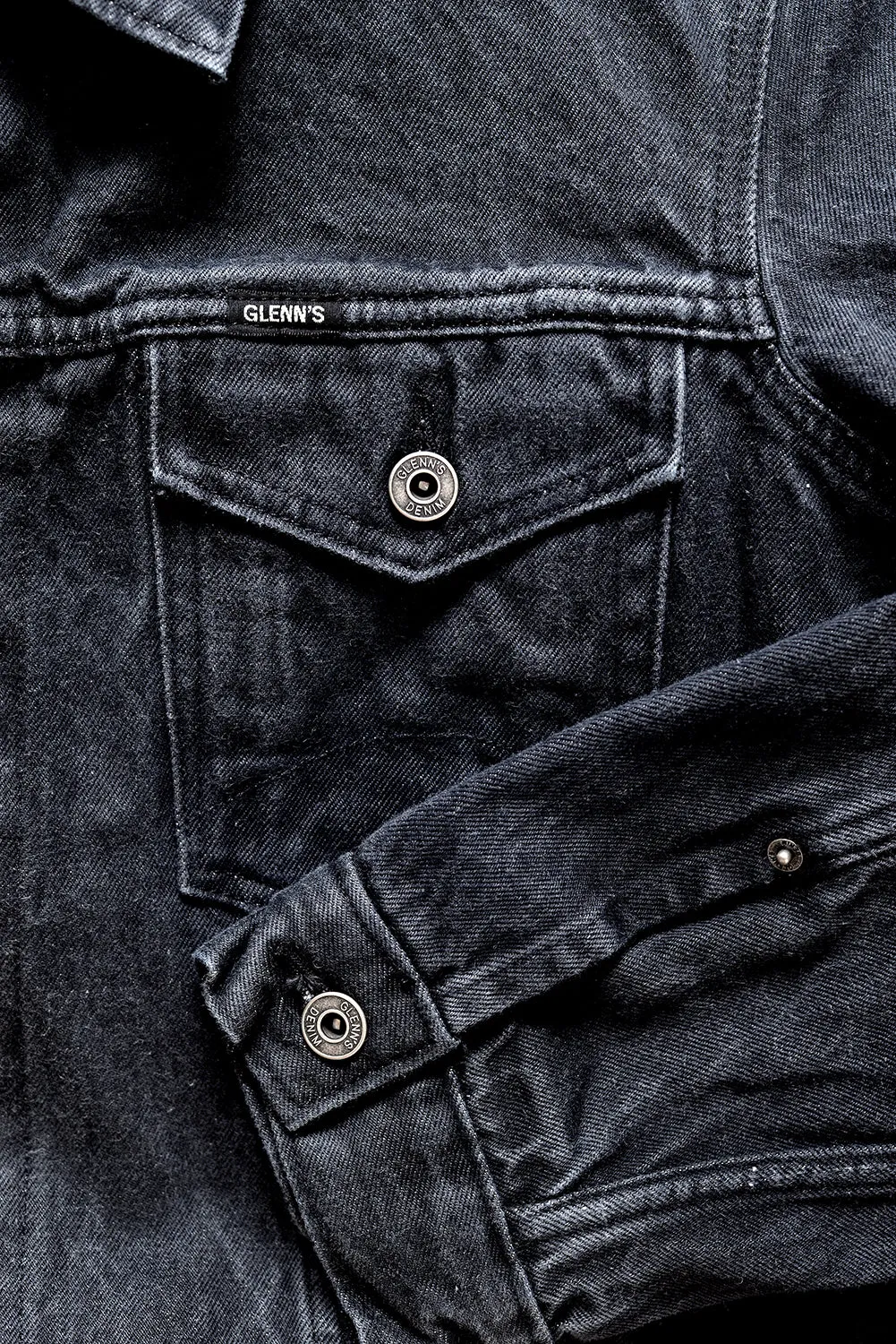 GD211 SLIM TRUCKER JACKET | Washed 13 Oz Selvedge Denim - Ash Black