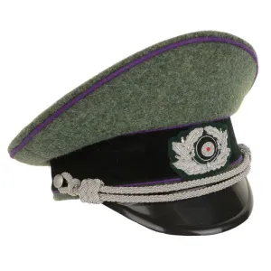 German Army Officer Visor Cap - Field Grey - Purple Piping included Eagle Insignia