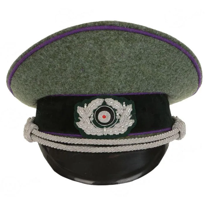 German Army Officer Visor Cap - Field Grey - Purple Piping included Eagle Insignia