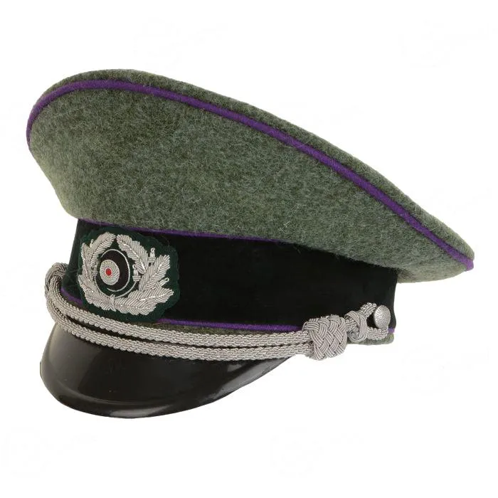German Army Officer Visor Cap - Field Grey - Purple Piping included Eagle Insignia