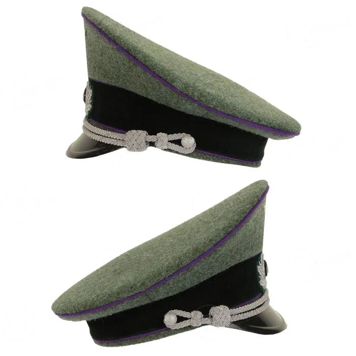 German Army Officer Visor Cap - Field Grey - Purple Piping included Eagle Insignia