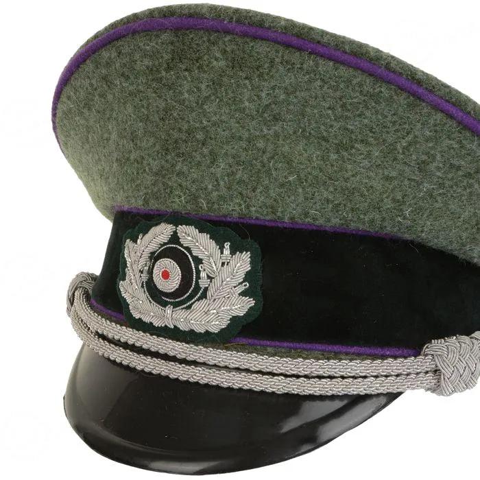 German Army Officer Visor Cap - Field Grey - Purple Piping included Eagle Insignia