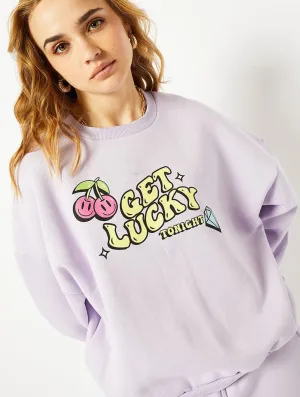 Get Lucky Oversized Sweatshirt in Purple