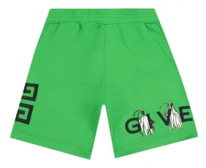 Givenchy x Josh Smith Embroidery Sweat Shorts Apple Green