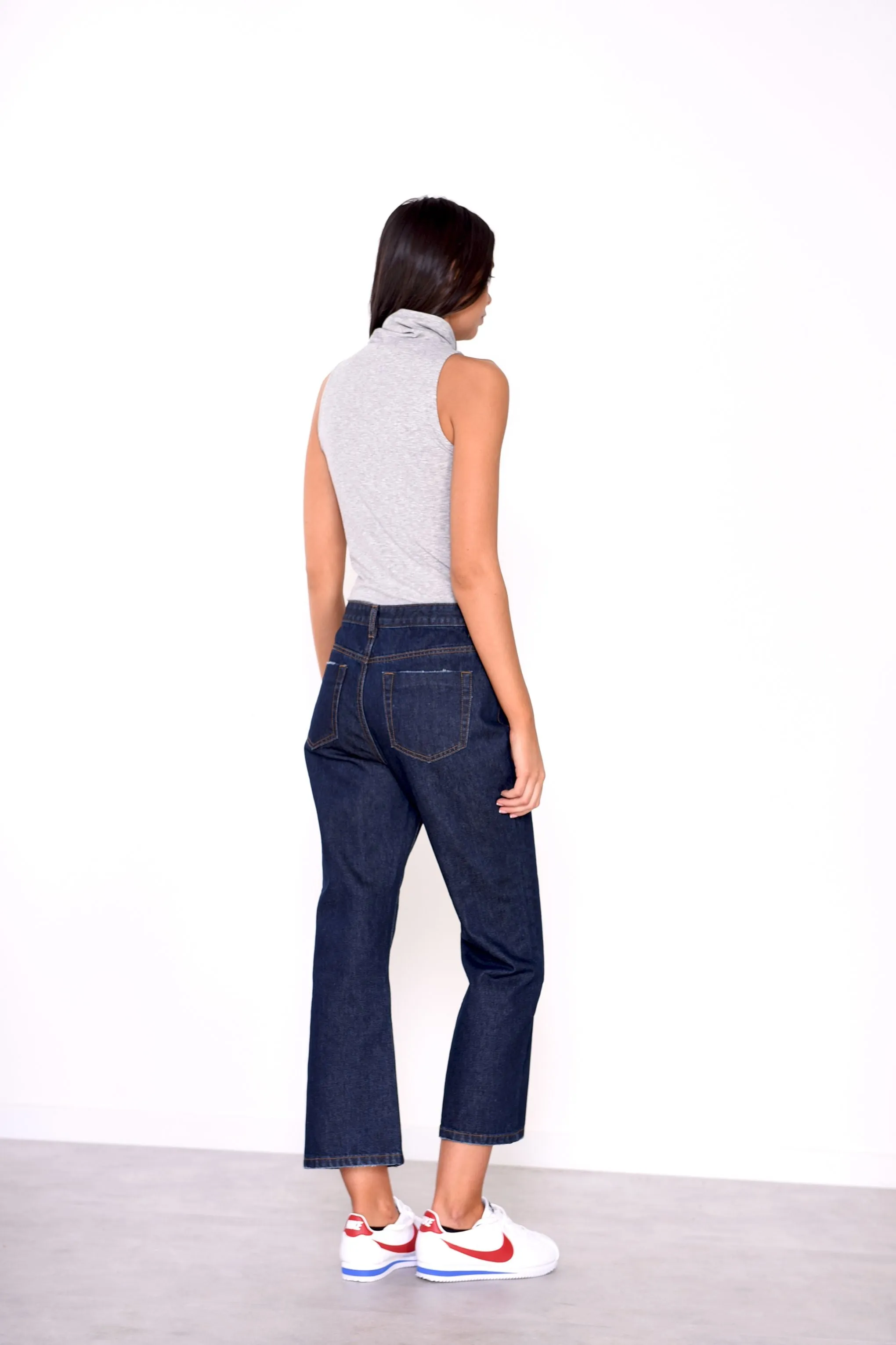 Glamorous Dark Blue High Waisted 3/4 Length Jeans