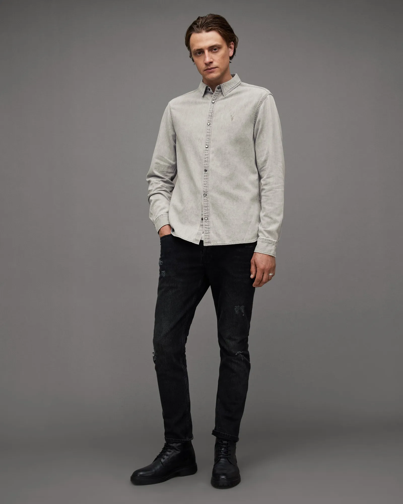 Gleason Press Stud Ramskull Denim Shirt