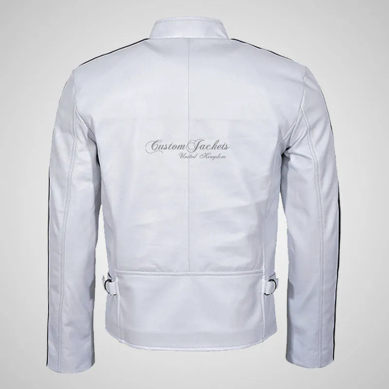 GLYN Men's Biker Style Leather Jacket Soft Napa Leather
