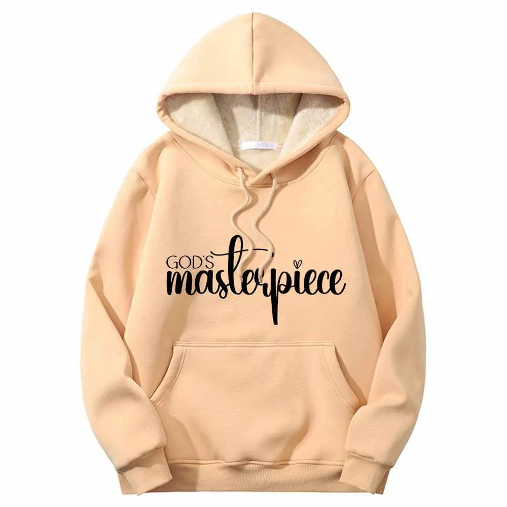 God's Masterpiece Letters Warm Fleece Sherpa Lined Hoodie