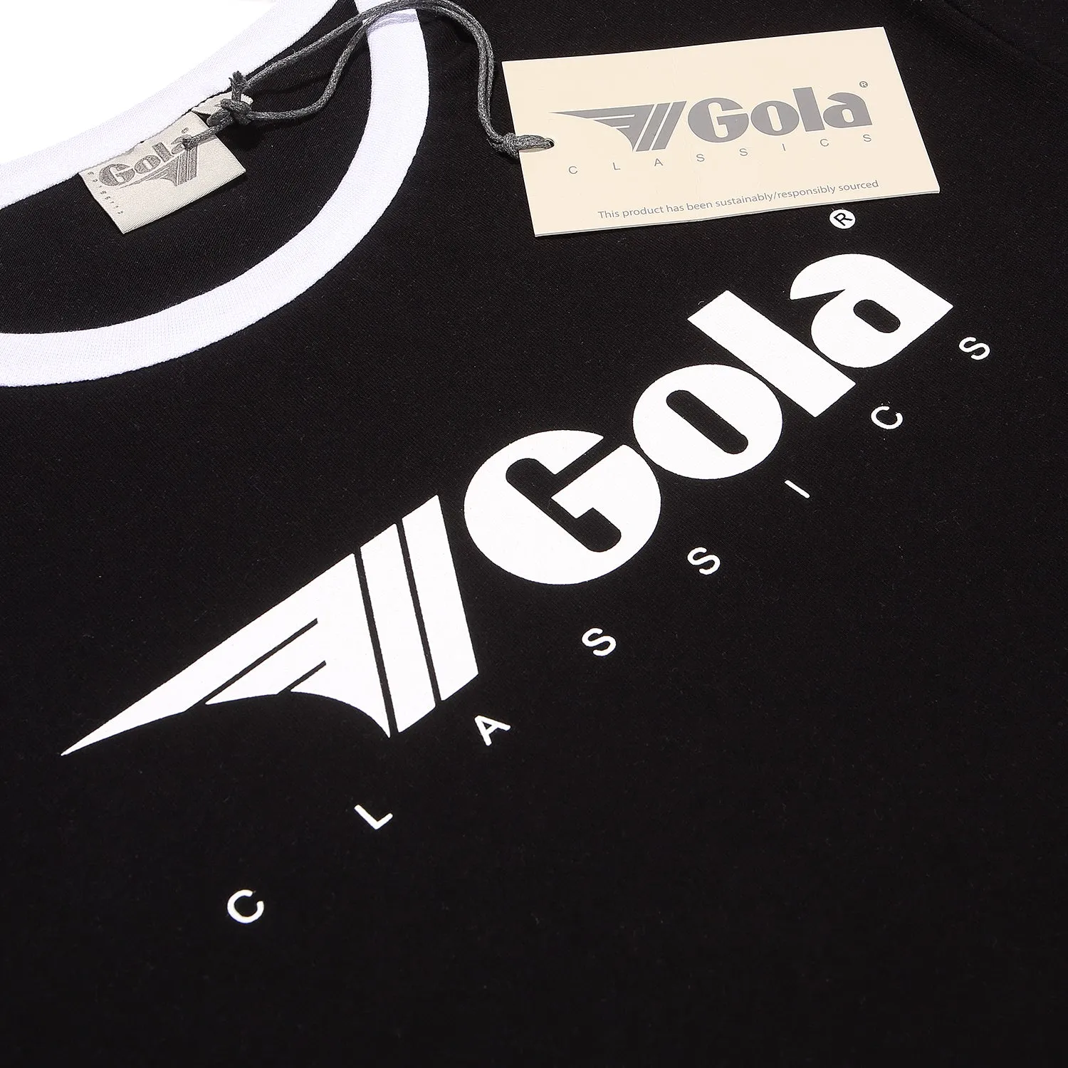 Gola Mens Black/White Retro Ringer T Shirt