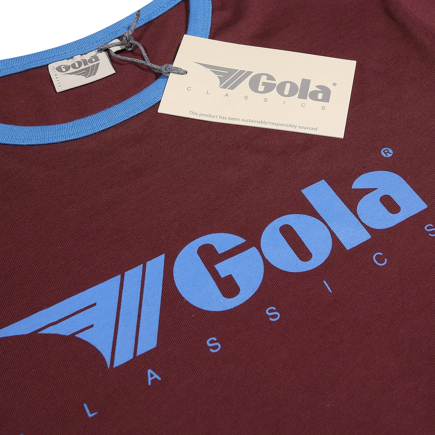 Gola Mens Maroon/Sky Retro Ringer T Shirt