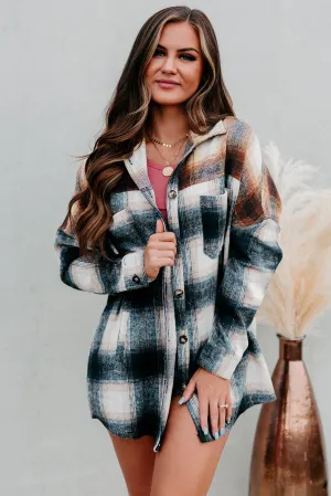 Good To Be Plaid Oversized Plaid Flannel (Navy/Mustard)