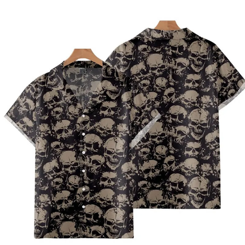 Gothic Skull Polyester Hawaiian Shirt