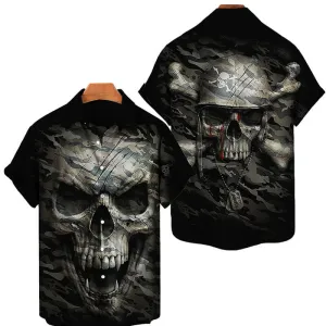 Gothic Skull Polyester Hawaiian Shirt