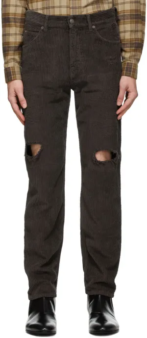 Gucci Brown Corduroy Distressed Trousers