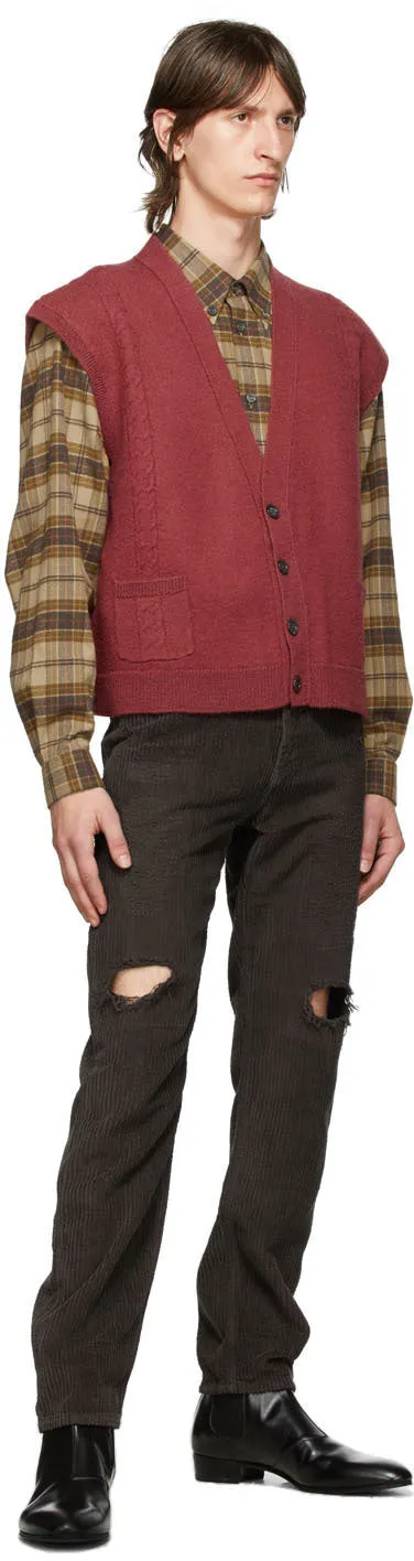 Gucci Brown Corduroy Distressed Trousers