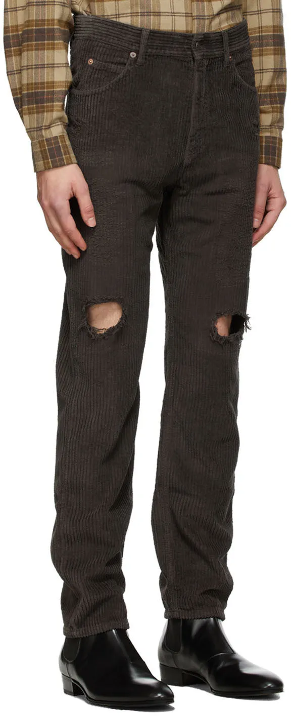 Gucci Brown Corduroy Distressed Trousers