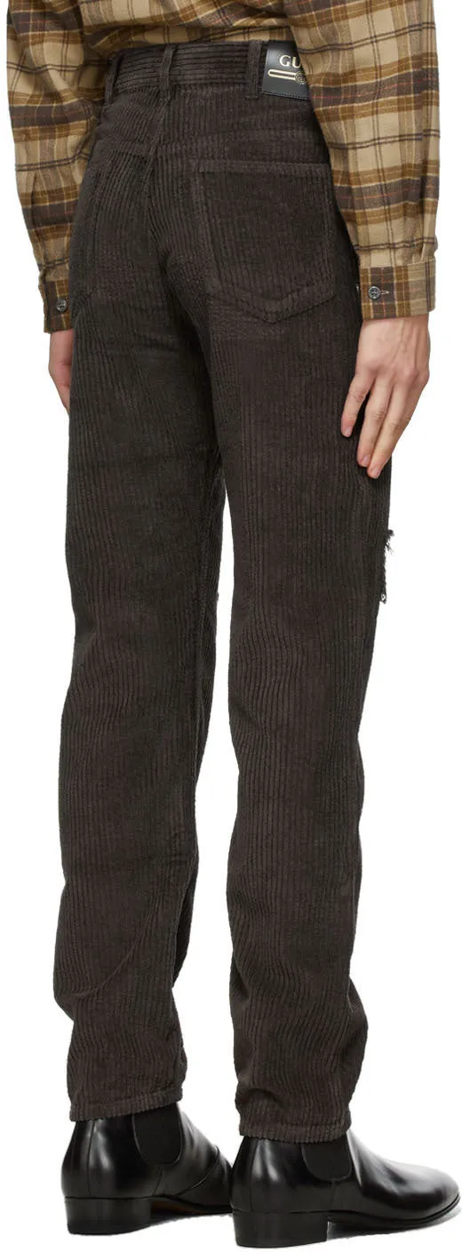 Gucci Brown Corduroy Distressed Trousers