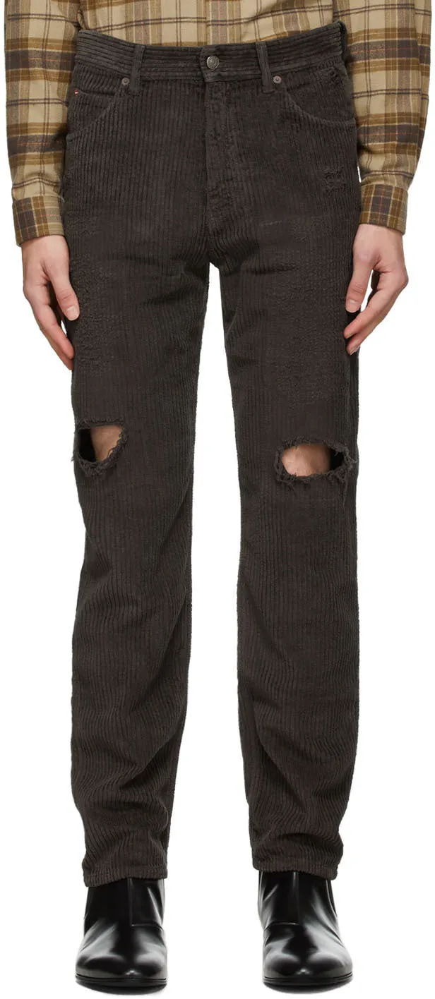 Gucci Brown Corduroy Distressed Trousers