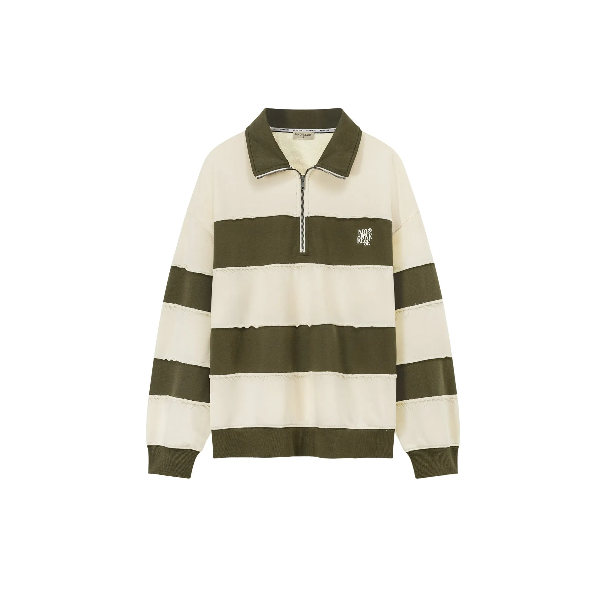 Half Zip-Up Color Striped Sweatshirt