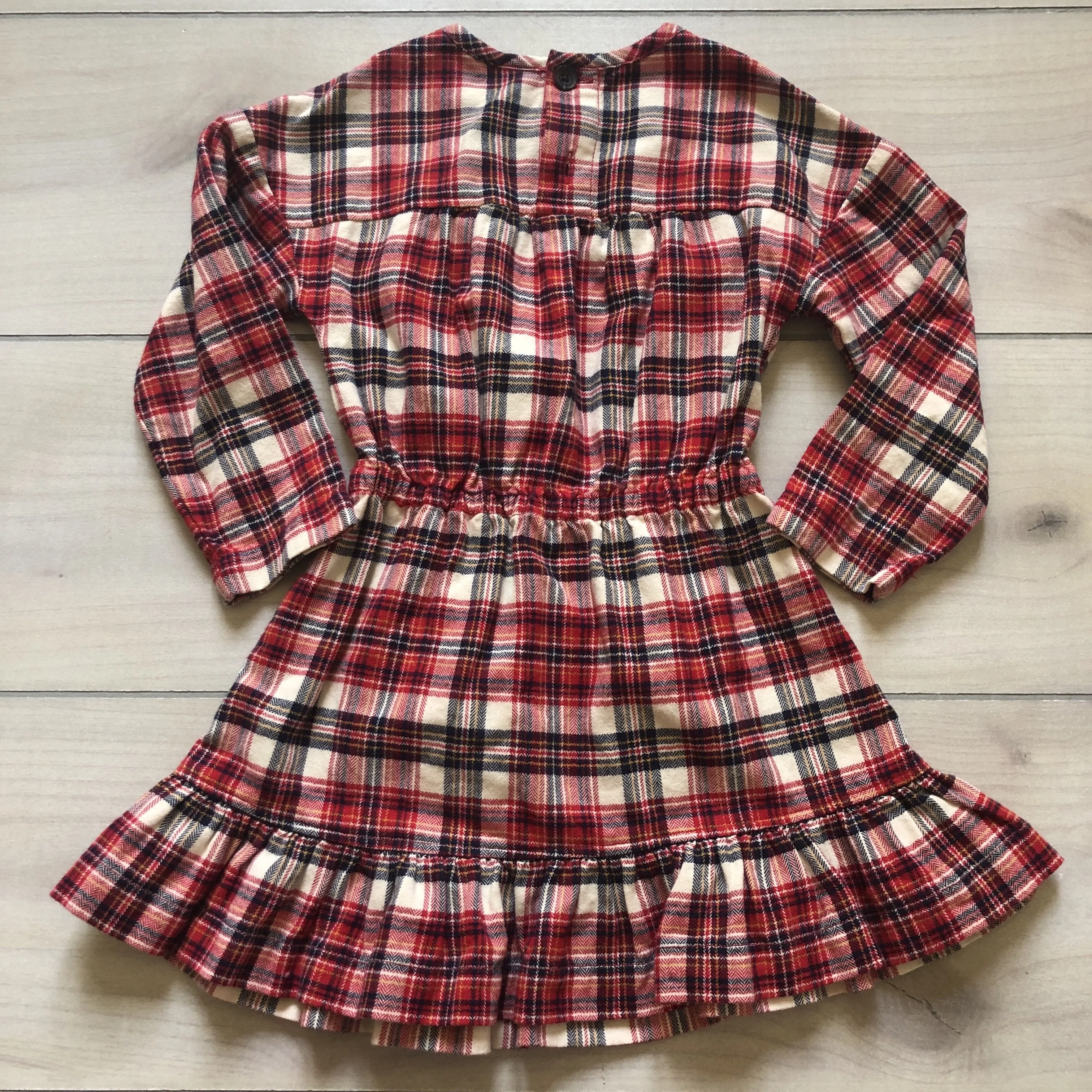 Hanna Andersson Red Cream & Black Plaid Flannel Dress