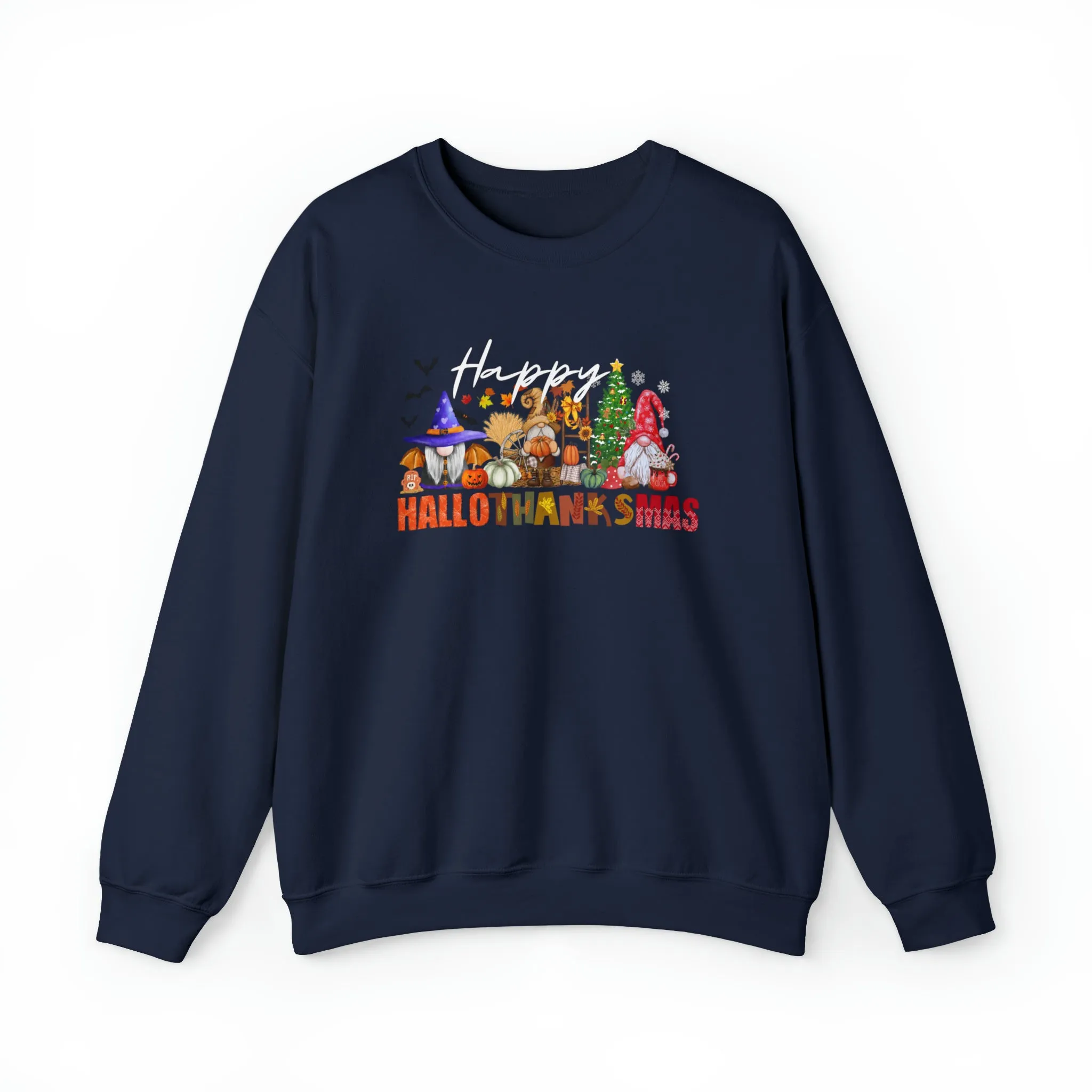 Happy Hallothanksmas Sweatshirt , Halloween Sweatshirt, Thanksgiving Shirt, Christmas Shirt, Coffee Pumpkin Spice Iced, Gnome Sweatshirt