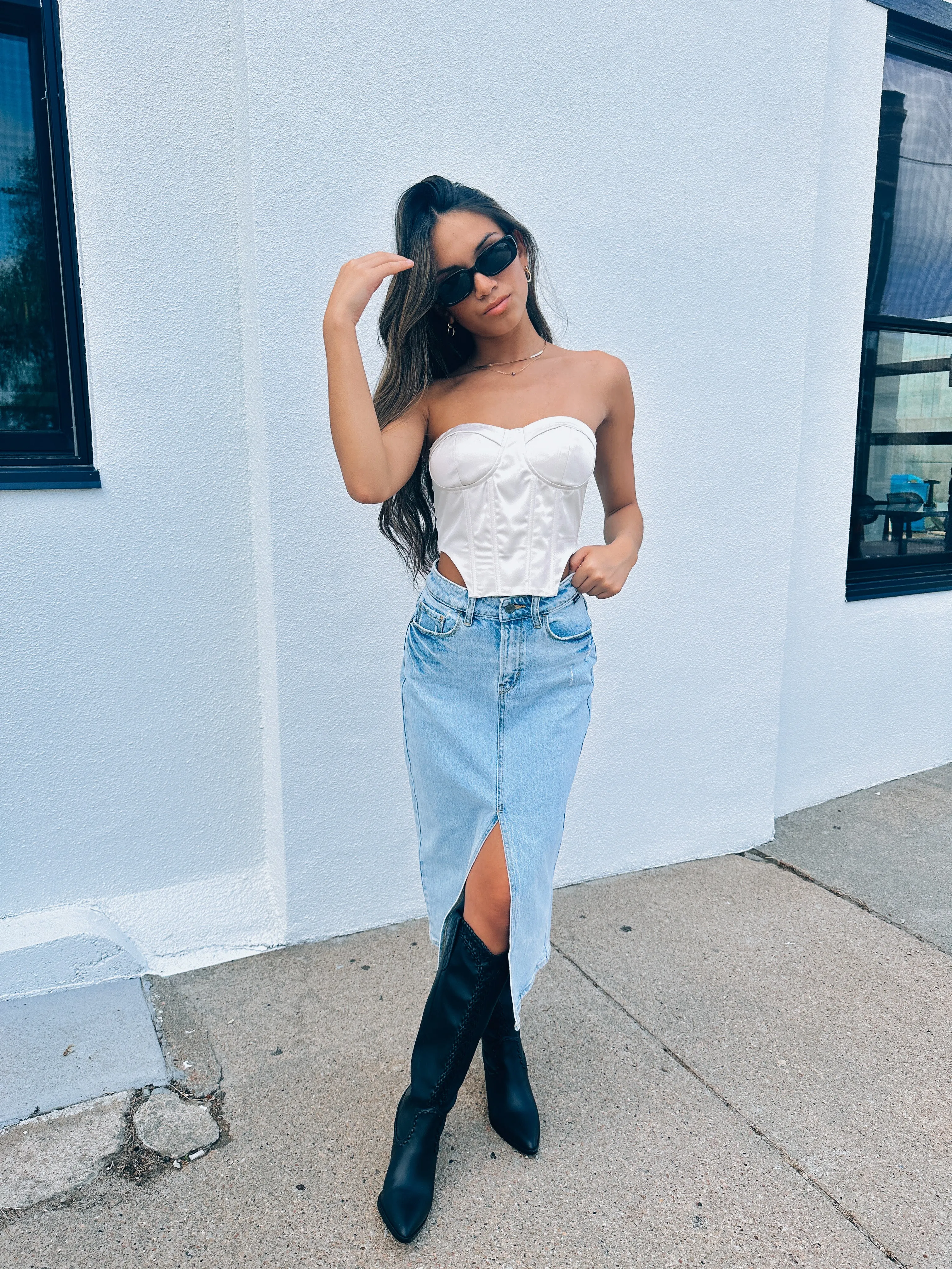 Harper Denim Midi Skirt
