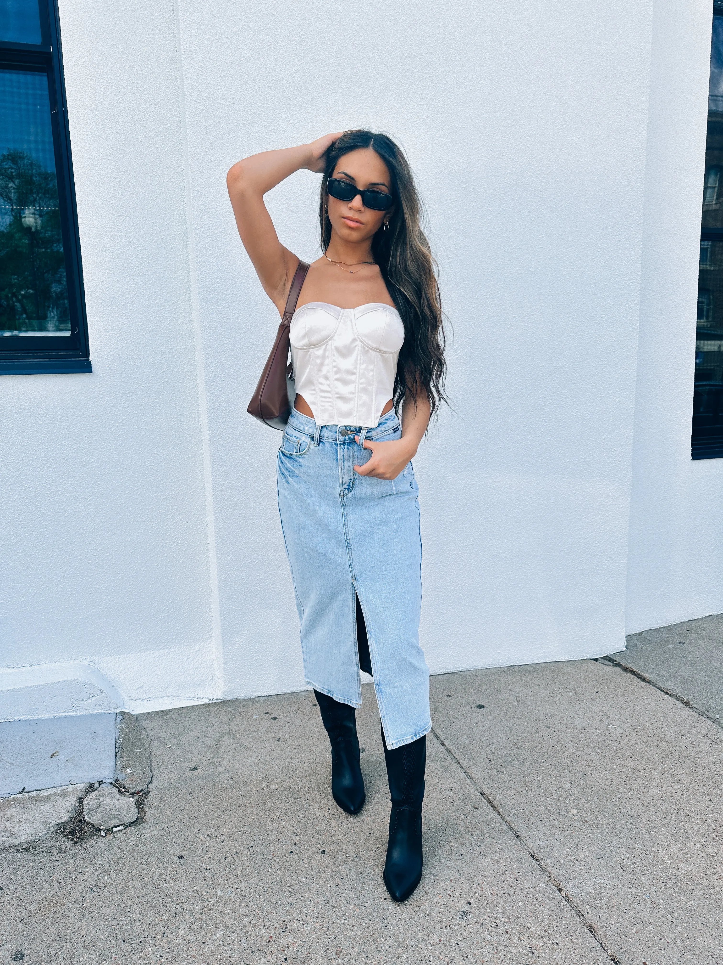 Harper Denim Midi Skirt