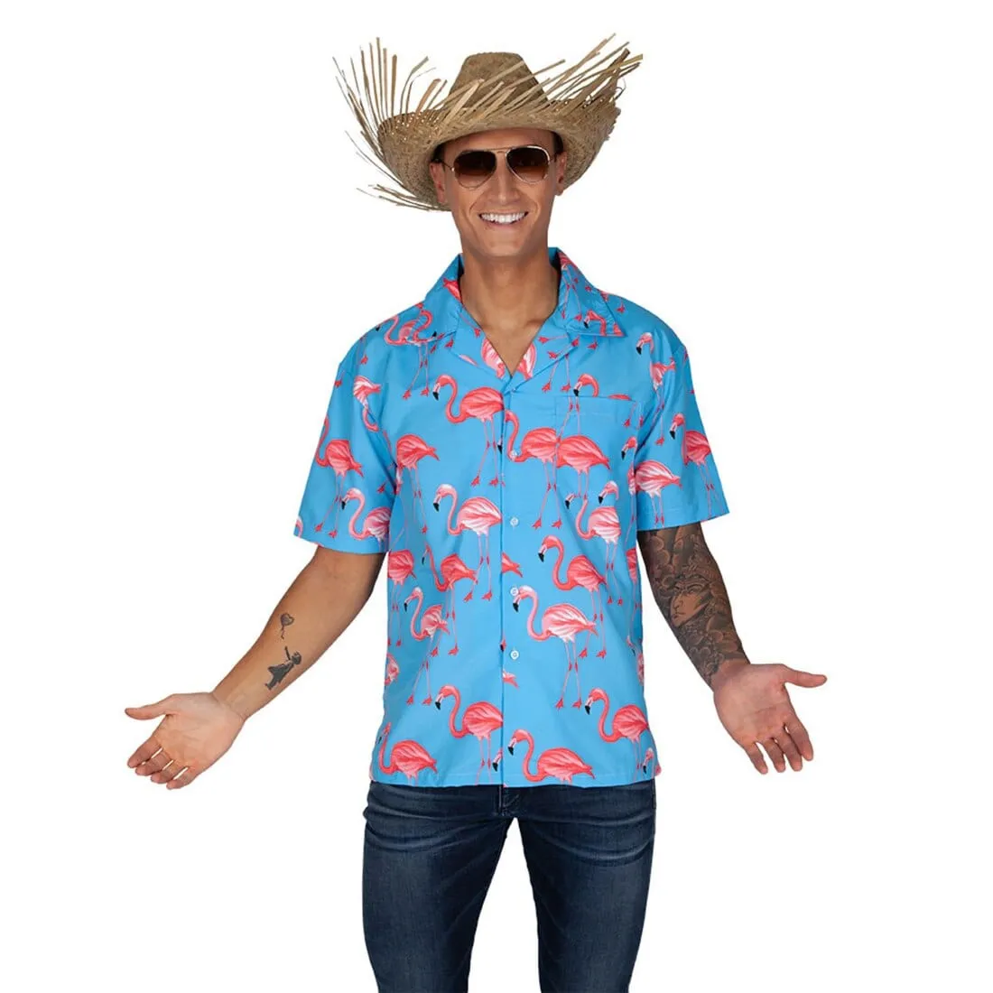 Hawaii Shirt Pink Flamingo Summer Beach Stag Party Fancy Dress