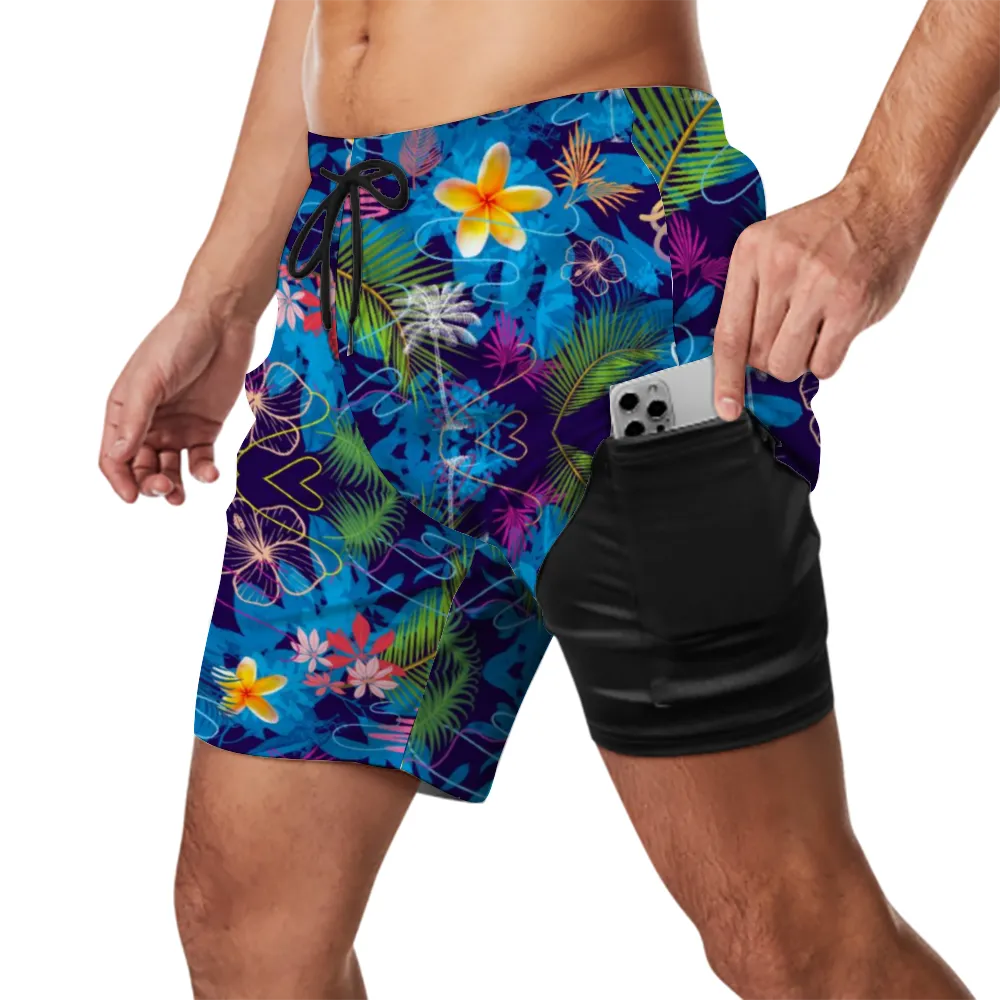 Hawaiian Blue Double Layer Shorts with 4 Pockets up to 3 XL (FWS)