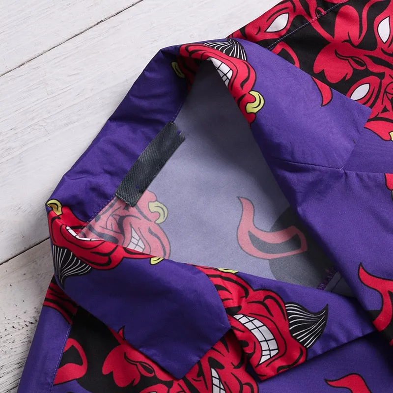 Hawaiian Solid Color Printed Devil Shirts