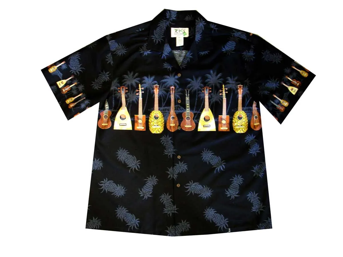 Hawaiian Ukulele Cotton Aloha Shirt