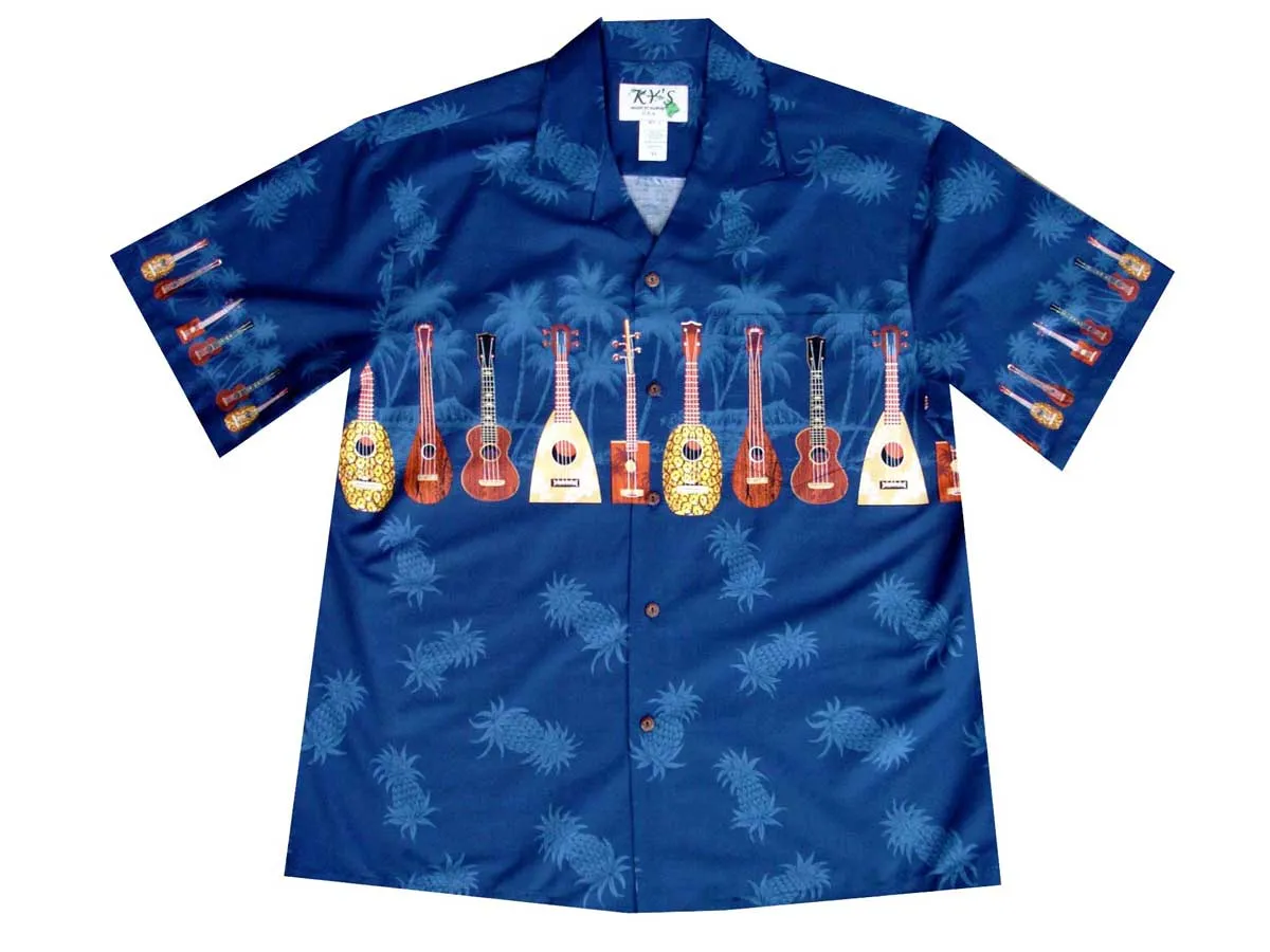 Hawaiian Ukulele Cotton Aloha Shirt