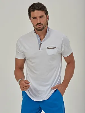 HENLEY POCKET T-SHIRT IN WHITE