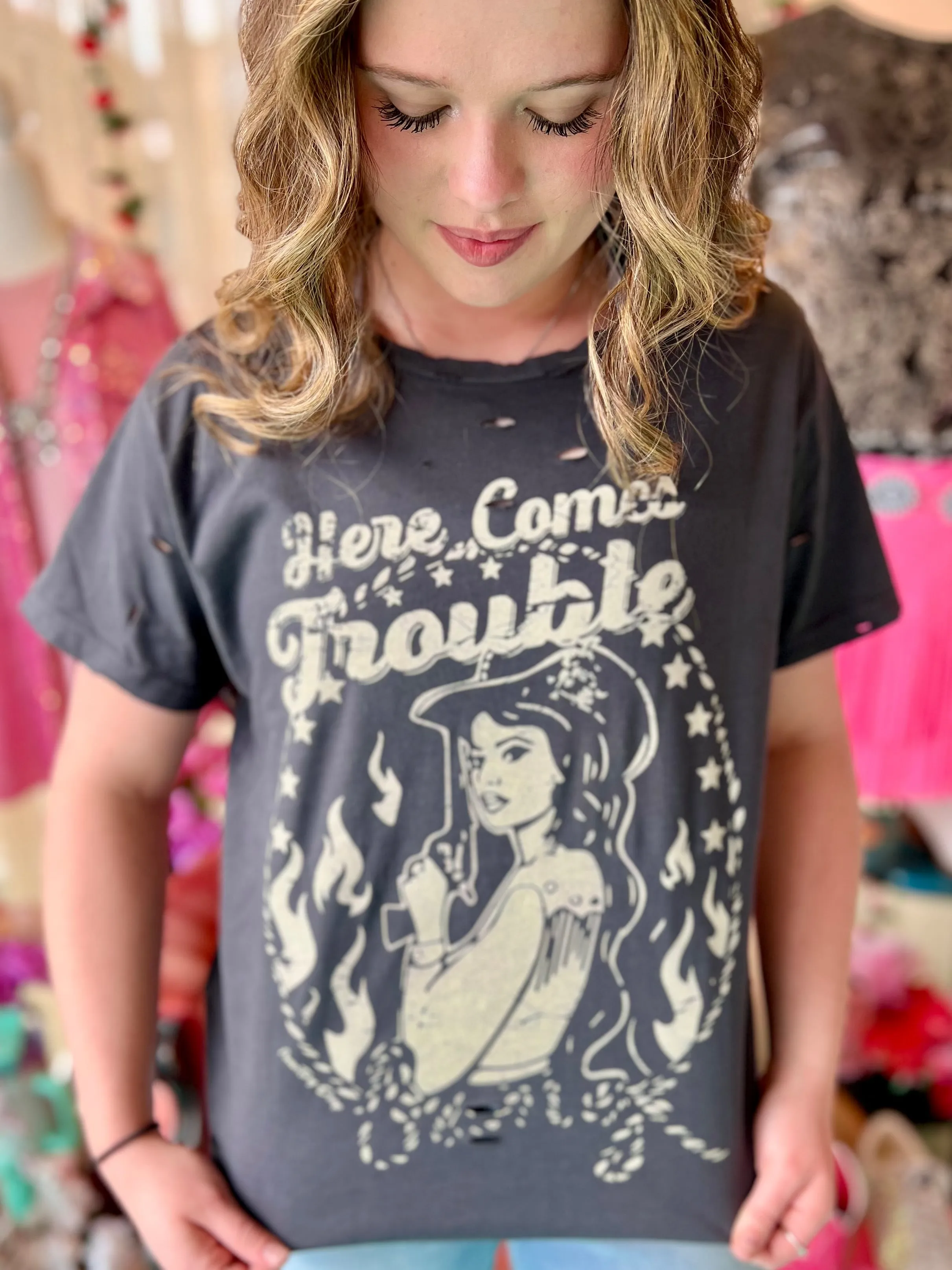 Here Comes Trouble Holy Tee