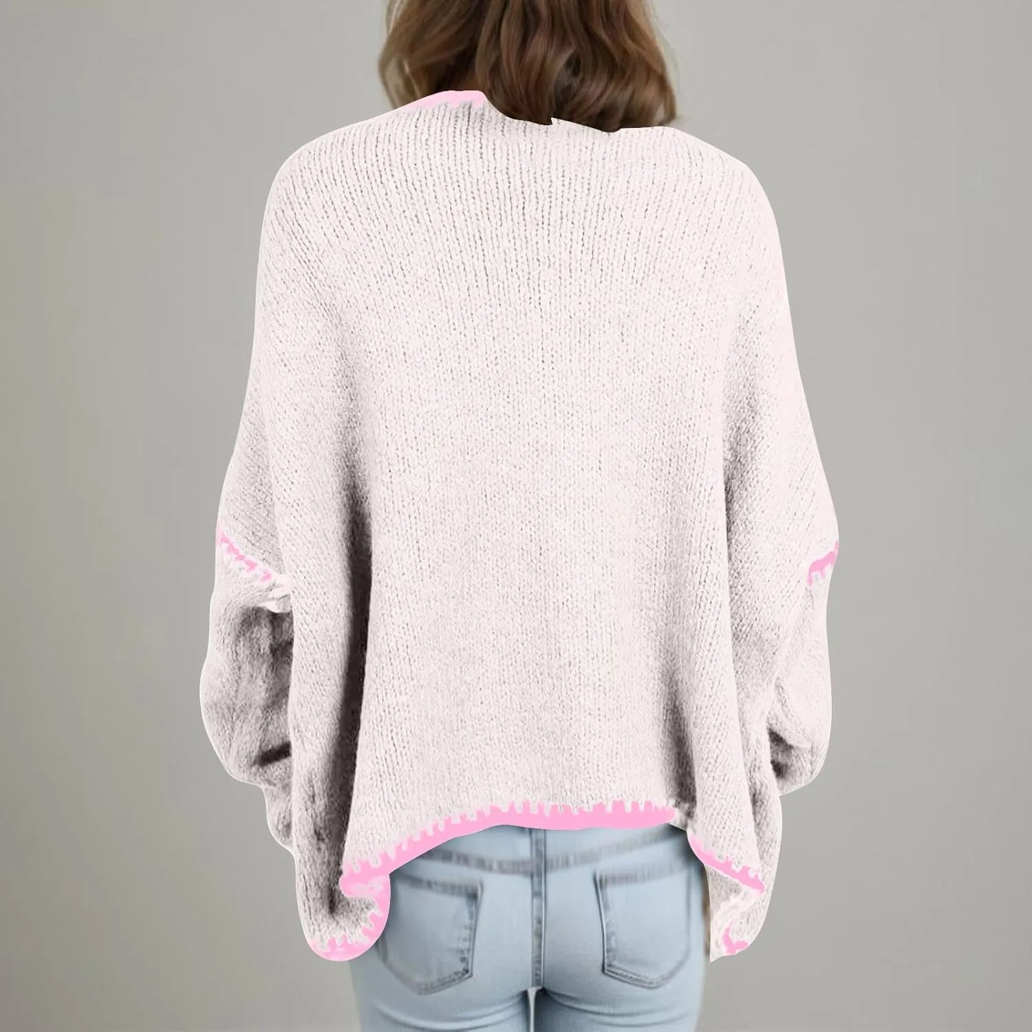 HGps8w Plus Size Sweater Cardigans for Women Oversized Long Sleeve Open Front Knitted Jackets Outerwear