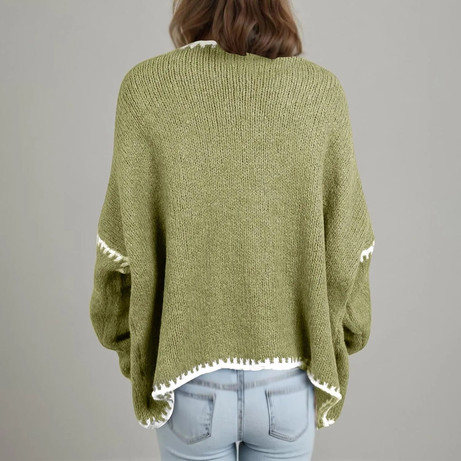 HGps8w Plus Size Sweater Cardigans for Women Oversized Long Sleeve Open Front Knitted Jackets Outerwear