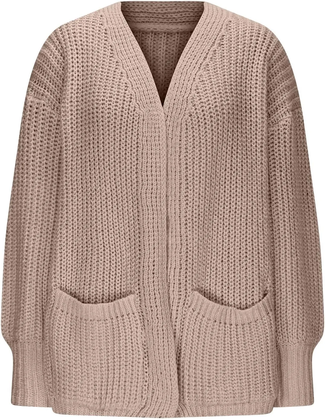 HGps8w Women's Chunky Knit Cardigans - Cozy Mid Long Casual Open Front Long Sleeve Sweater Jackets Outerwear