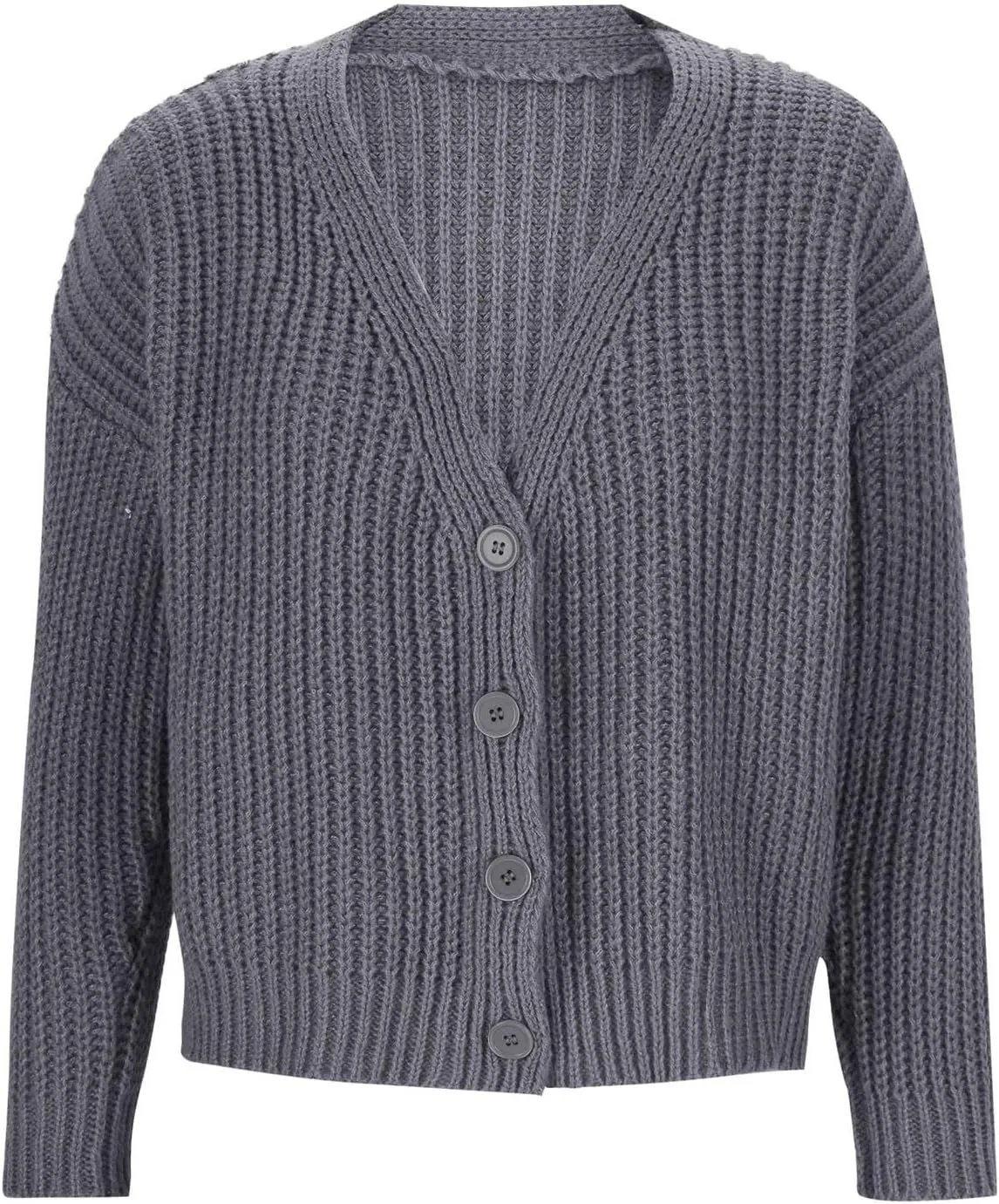 HGps8w Women's Chunky Knit Cardigans - Loose Fit Casual V Neck Button Down Long Sleeve Sweater Jackets Outerwear