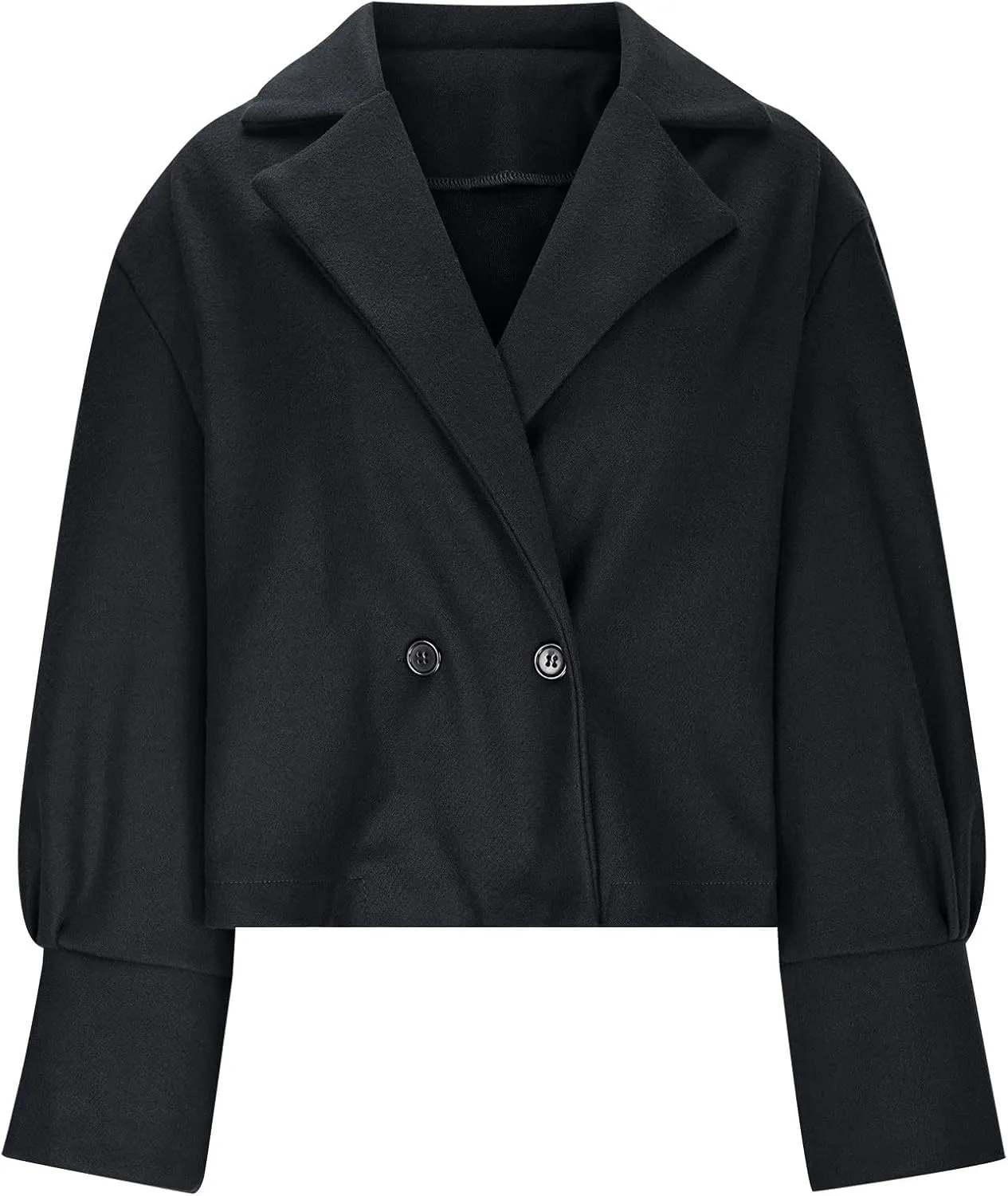 HGps8w Women's Double Breasted Wool Blend Pea Coat, Dressy Casual Elagant Notched Lapel Cropped Woolen Jackets Outerwear