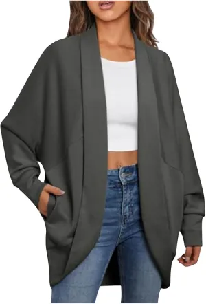 HGps8w Womens Lightweight Cardigans Open Front Winter Coats Oversized Long Sleeve Fall Winter Ladies Jackets Outerwear
